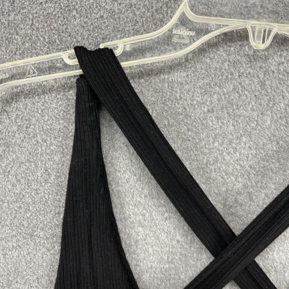 Garage Crop Top Womens XS Black Ribbed Cross‎ Back Tie Front Sleeveless Stretchy - Picture 12 of 15